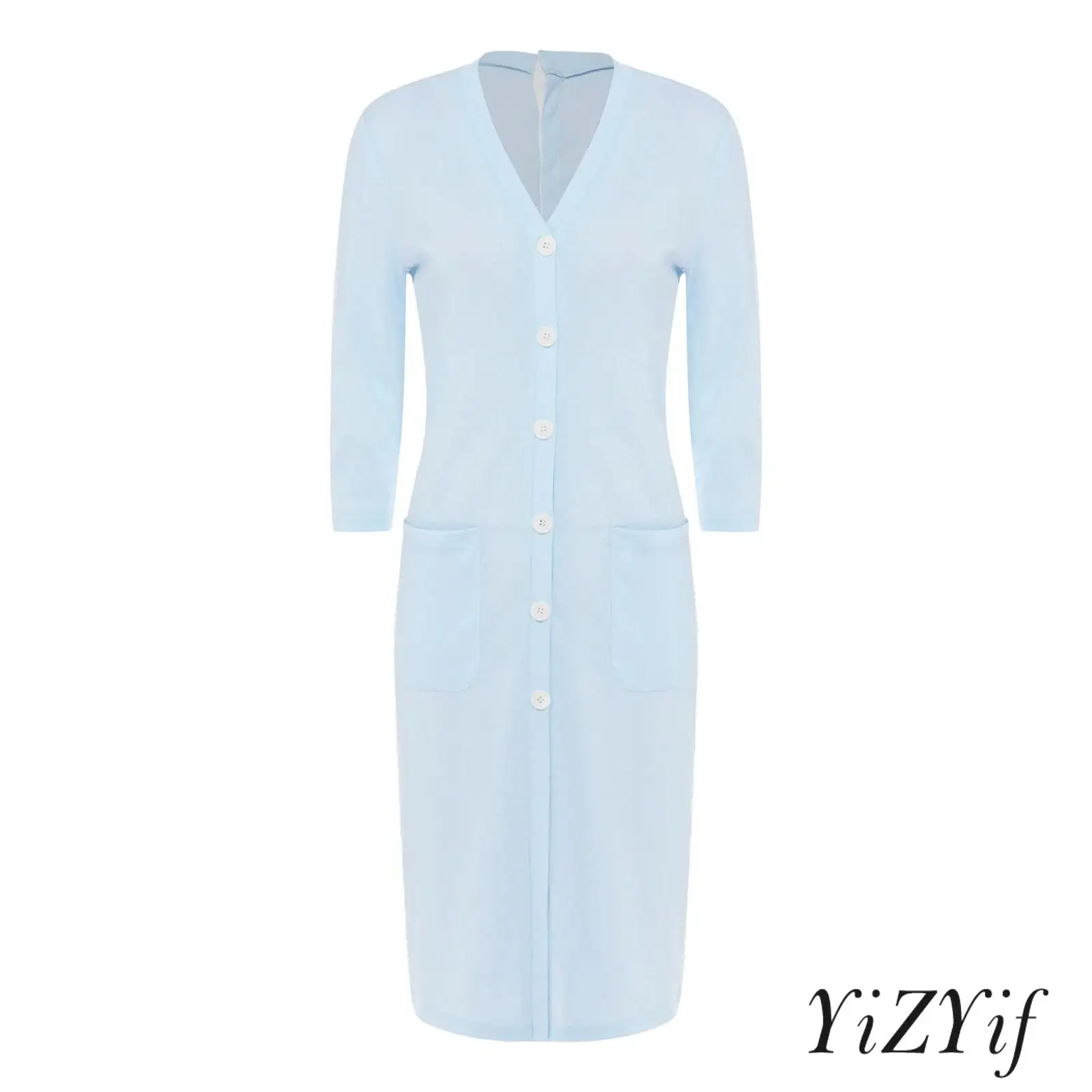 

Women Elderly Adaptive Jacket Front And Back Button-down V Neck Patch Pockets Knitted Cardigan Outerwear Special Needs Clothes