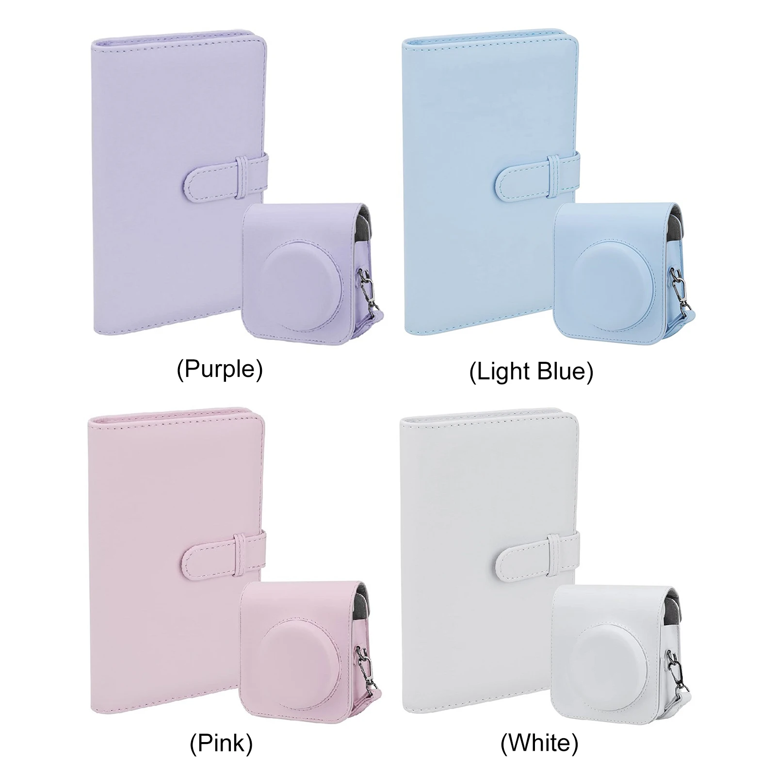 PU Leather Protective Camera Bag for for Instax Mini 12/11 with Shoulder Strap 108 Pockets 3 Inch Portable Wallet Photo Book