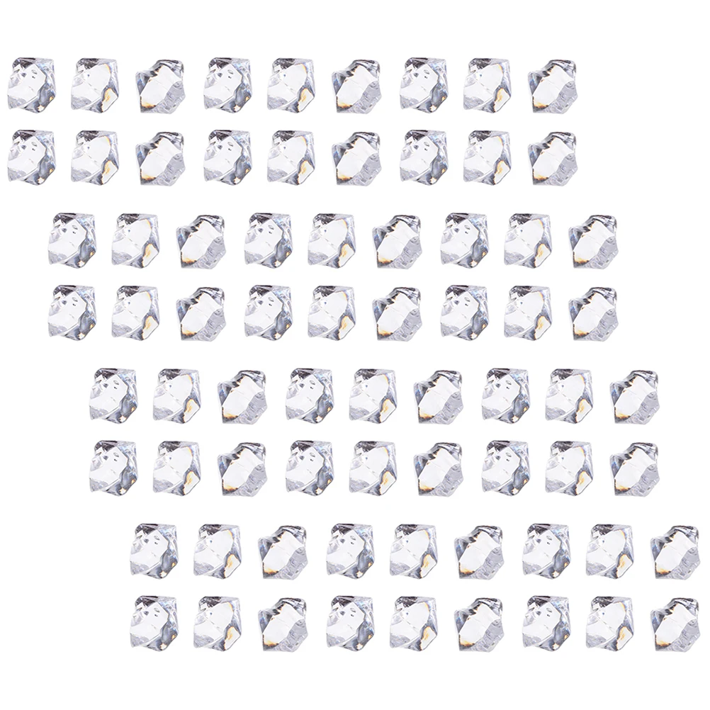 

260pcs Simulated Decorative Ice Cube Clear White 25x18mm Crystal Plastic Reusable Props for Photography Vase Fillers