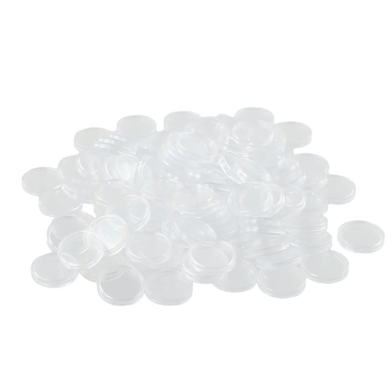 100Pcs Clear Coin Capsule Holder 26mm Transparent Plastic Round Collectable Coin Medal Storage Box Case Collection Supplies