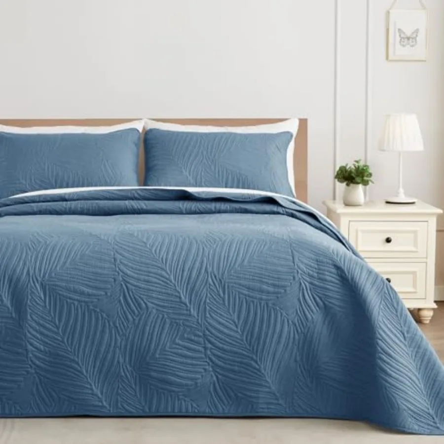 

Комплект постельного белья Queen Quilt: легкие стеганые одеяла сине-серого цвета размера Queen/Full для всех сезонов, мягкие покрывала из микрофибры