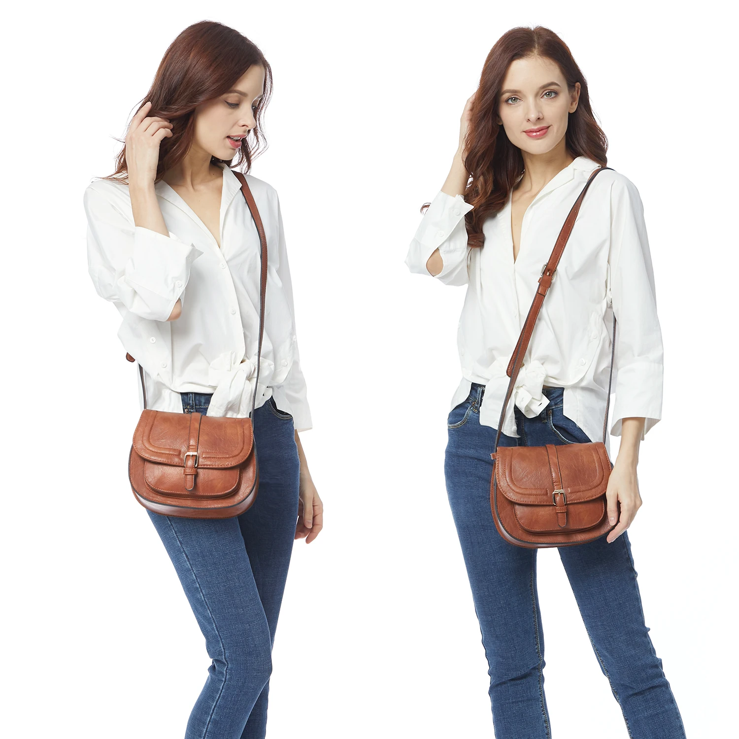 Crossbody Bags for Women Saddle Shoulder Purse and Boho Handbags with Strap Faux Leather CT20154E