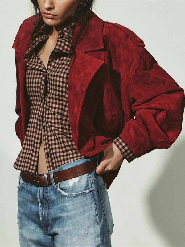 Invierno nueva mujer Casual Faion doble botonadura solapa larga Sve rojo imitación cuero Jaet prendas de vestir exteriores Slim Fit viaje Sle