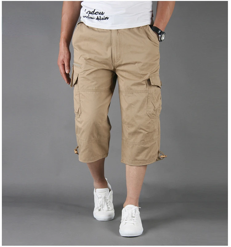 Summer New Fashion Men's Overalls Men's Loose Casual Straight Leg Pants Cropped Pants