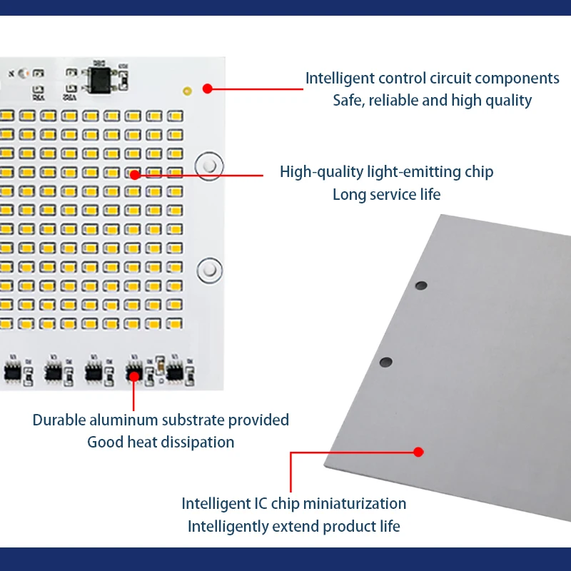 Chip de luz LED sin controlador para exteriores, lámpara de 10W, 20W, 30W, 50W, 100W, 220V, SMD2835, 10 unidades por lote