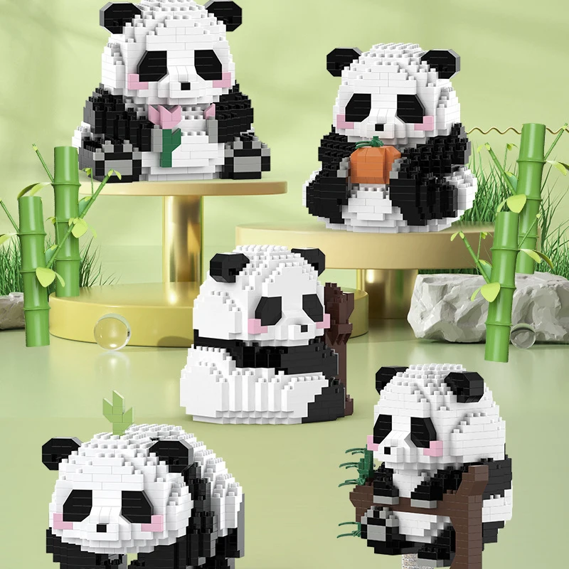 Panda Toys Building Blocks Model Cute Animal Hobbies Stacking Micro  for Kid Gifts Kawaii Pandas Bricks Toys