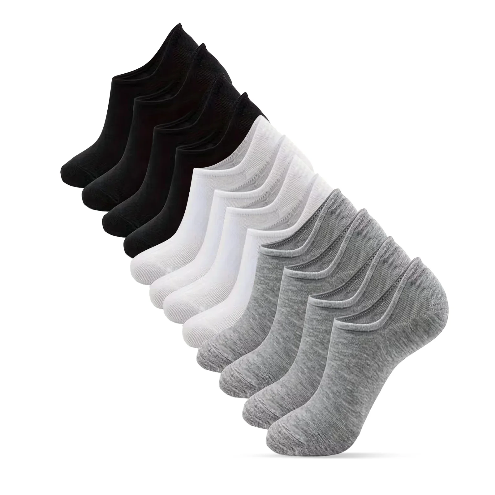 

6 pairs of thin boat socks, solid polyester low cut socks, anti odor and sweat absorbing, anti slip shallow mouth socks