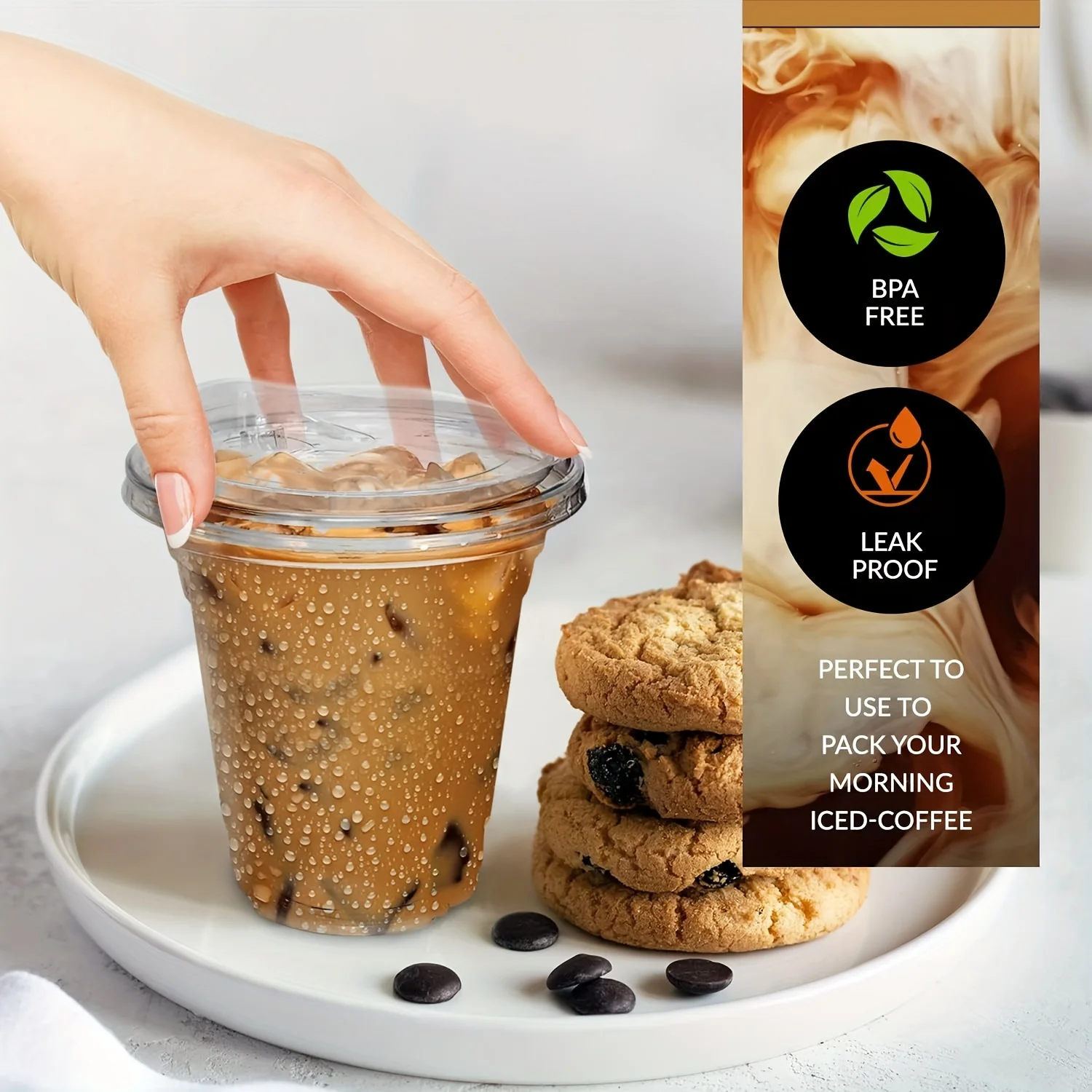 Disposable Transparent Plastic Cups With Lids, Suitable For Coffee, Milkshakes Family Gatherings, Halloween And Christmas