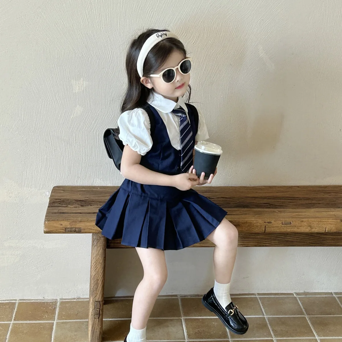 Girls\' School Uniform 2024 New Korean Children\'s 2-6-8 Year Old Baby Skirt Pants Garden JK Set