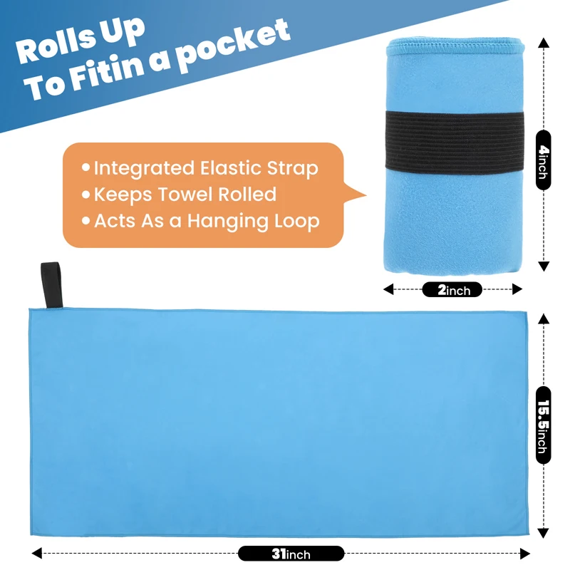 Quick Dry Microfiber Sports Towel 40x80cm Lightweight Portable Towel with Storage Strap for Fitness Running Mountaineering Tenni