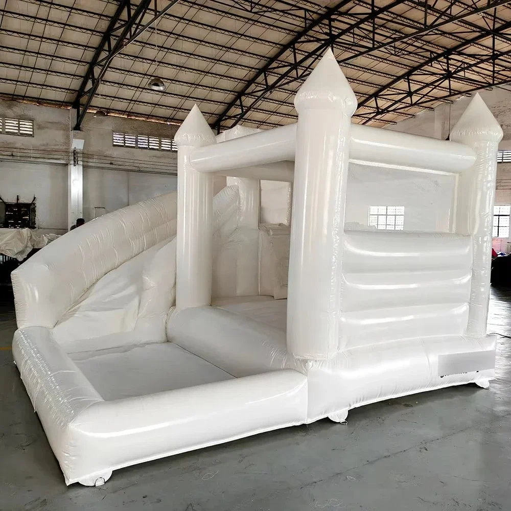 Factory Direct 2026 Party Rental White Bounce House With Slide and Ball Pit Pool Outdoor Indoor Soft Play Equipment Inflatable W