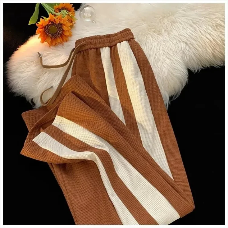 

Vintage corduroy pants for women original long wide legs plus after 2023 winter sports pants Korean fashion side striped pants