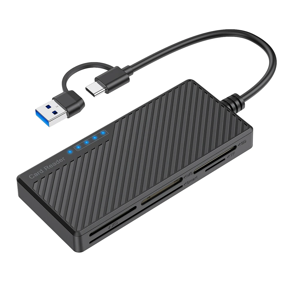 Voltvibe-5 In 1 High Speed Multifunctional USB 3.0/Type-C Card Reader (Smart/SD/TF/MS/XD) For Digital Cameras