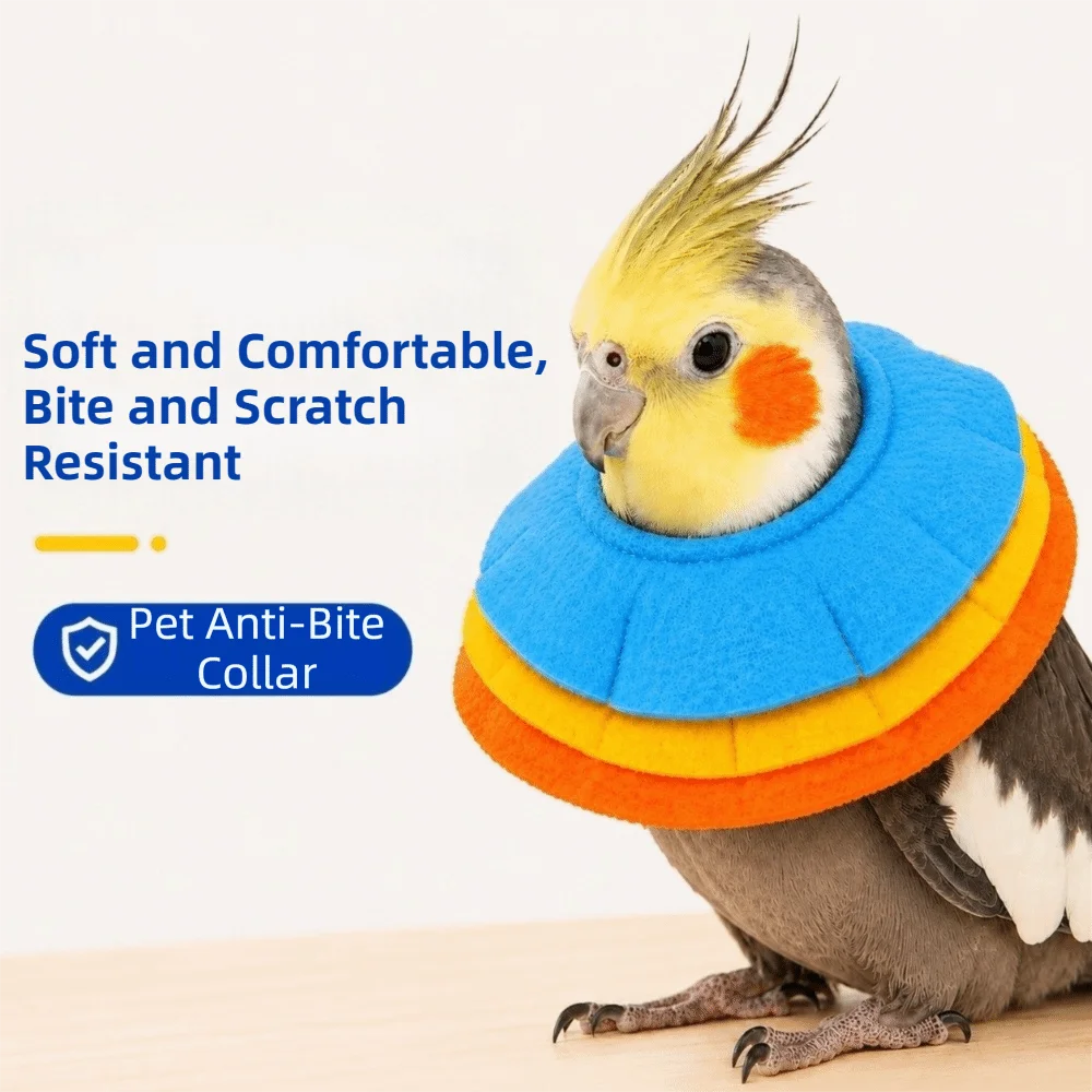 Anti-Bite Parrot Elizabethan Collar Comfortable Soft Anti Lick Recovery Collar Colorful Breathable Parrot Recovery Cone