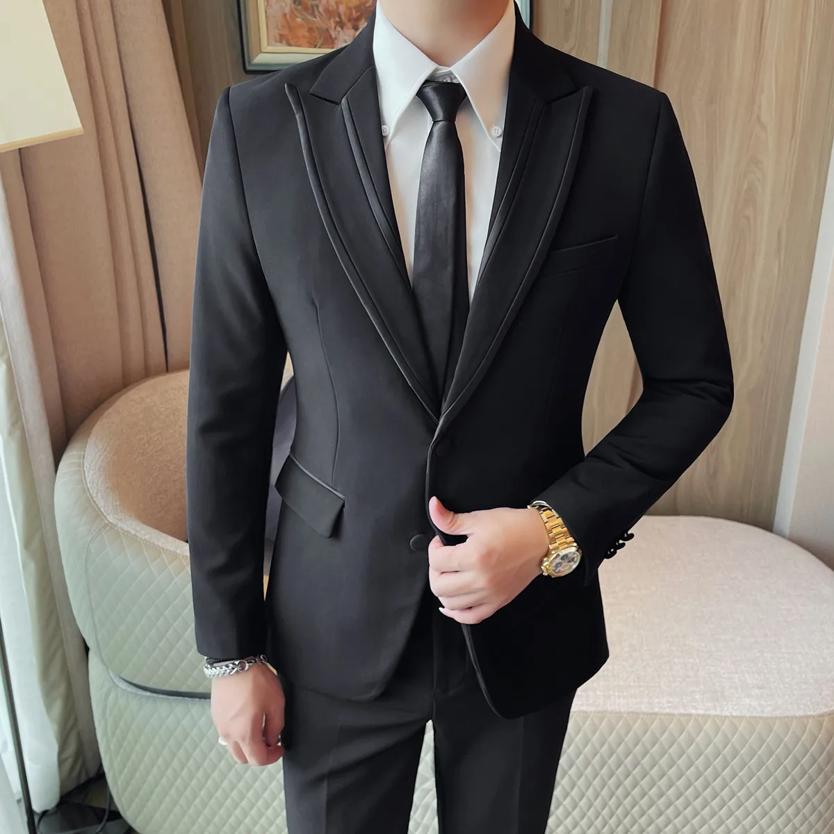 mens dress jackets Casual Suit Blazer Stand Mandarin Collar Lightweight Lined Sport Coats Business Coats at Amazon Men's Clothing store 48cm/18.90 Top Length Men's Suit Jackets | Men's
