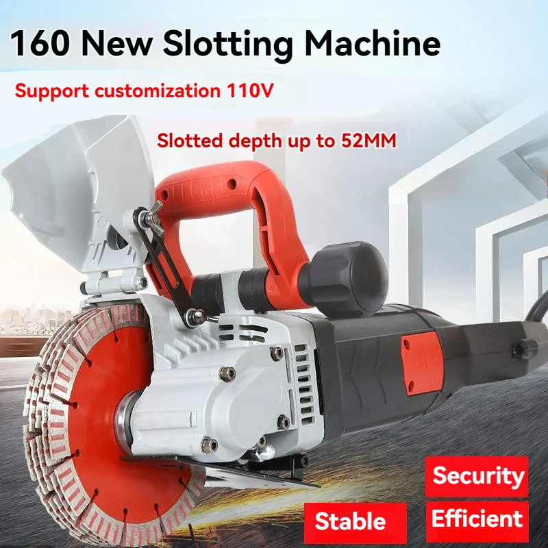 Concrete Wall Slotting Machine 5800W Electric Circular Saw Cutting Machine Dust-Free Concrete Wall Router Slotting Machine