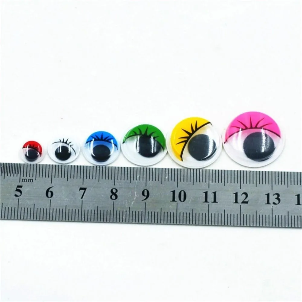 50/100pcs/bag 3D Dolls Activity Eyes Plastic Handmade Colorful Activity Eyeballs With Adhesive Backed with Eyelashes