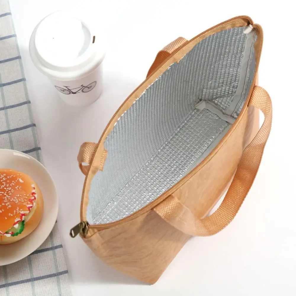 Package Thermal Breakfast Organizer Foldable Food Hand Bags Waterproof Lunch Bag Tote Canvas Lunch Bag Kraft Paper Bags