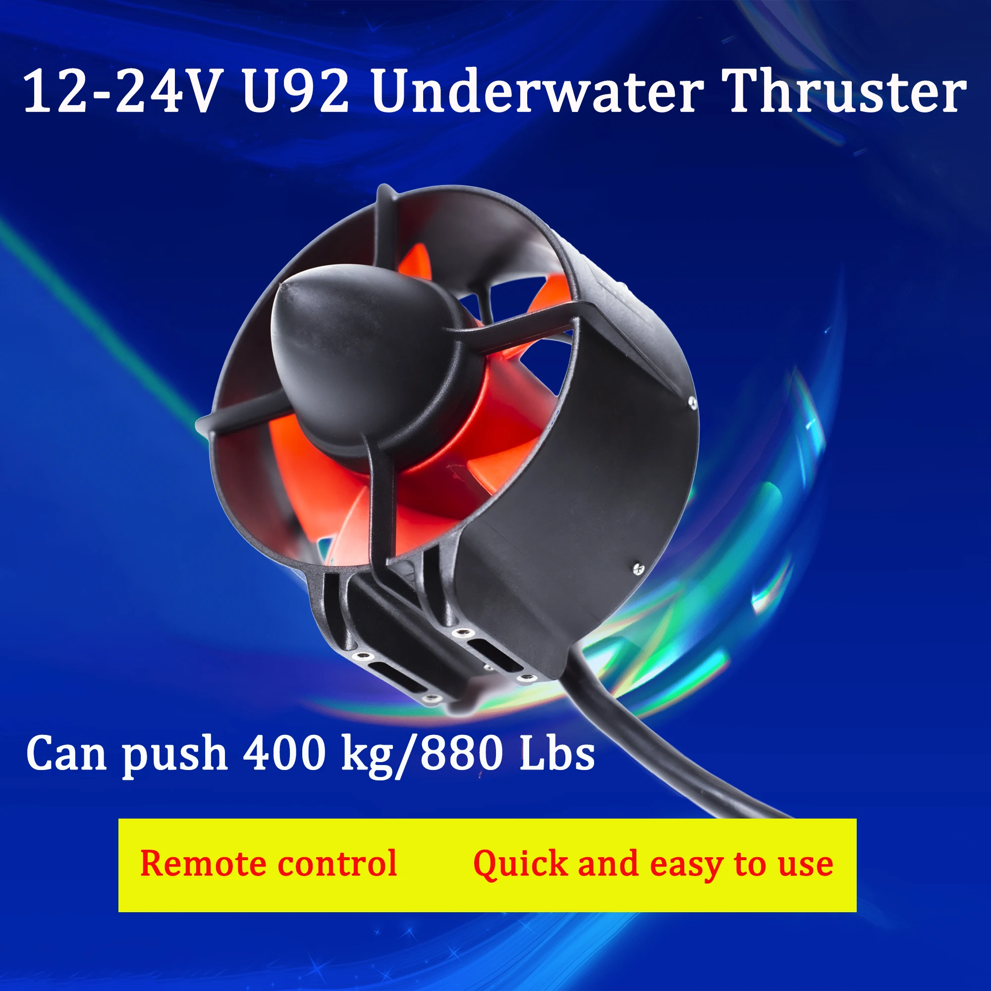 12-24V U92 Underwater Thruster can push 400Kg/880lbs  For Kayaks Paddle Boards Surfboards Inflatable Boats ROV