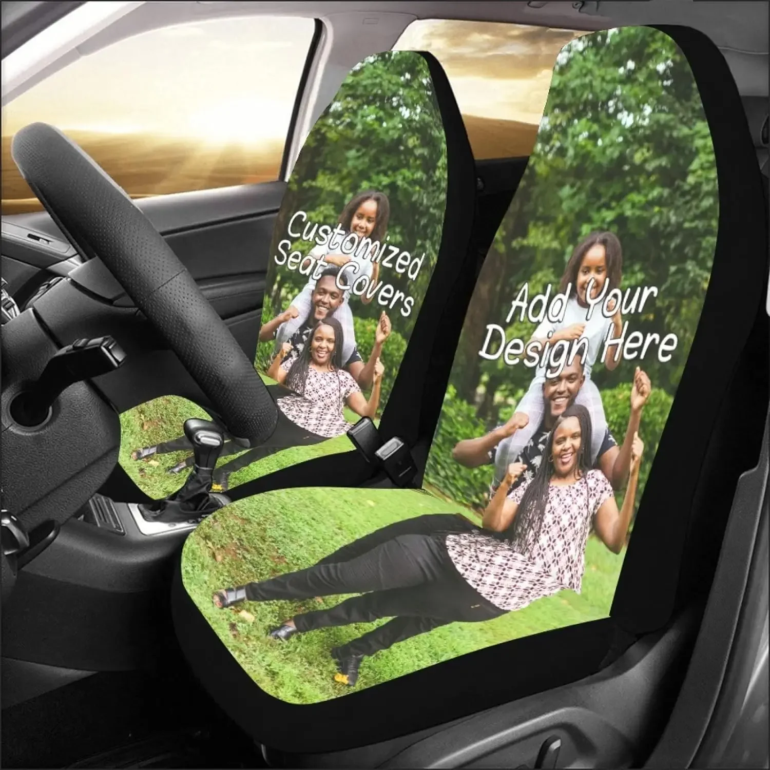 Custom Car Seat Covers Personalized Image Text Logo, Customized Universal Car Decoratio Accessories for Trucks Van Sedan SUV