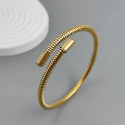 Charming gold-plated 18K stainless steel spring women's bracelet, high quality waterproof jewelry, wedding party gift