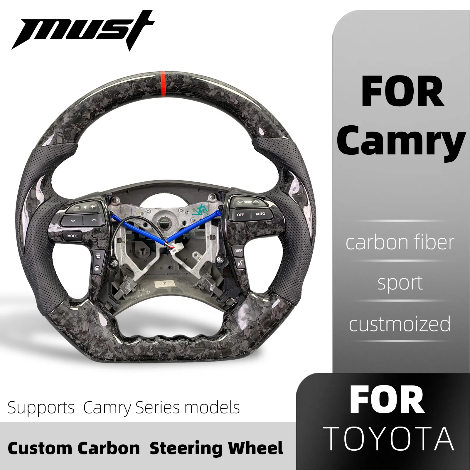 For Toyota Highlander Camry 2010 2011 2012 2013 Customized Forged Carbon Fiber Steering Wheel