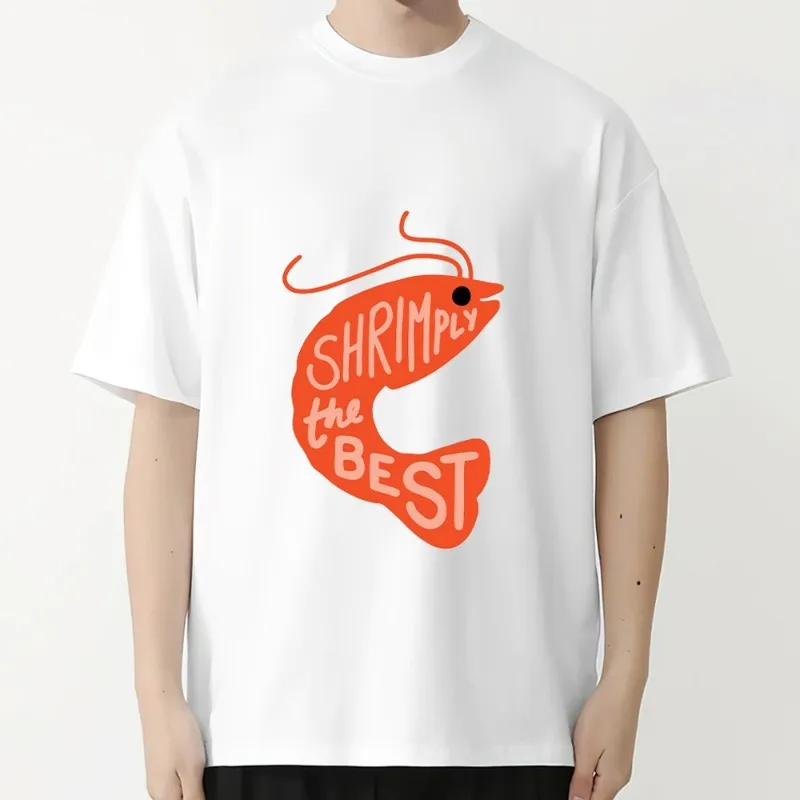 Shrimply the Best T Shirt Men Couple Combination Women Clothes Short Sleeve Collar Fashion Cotto