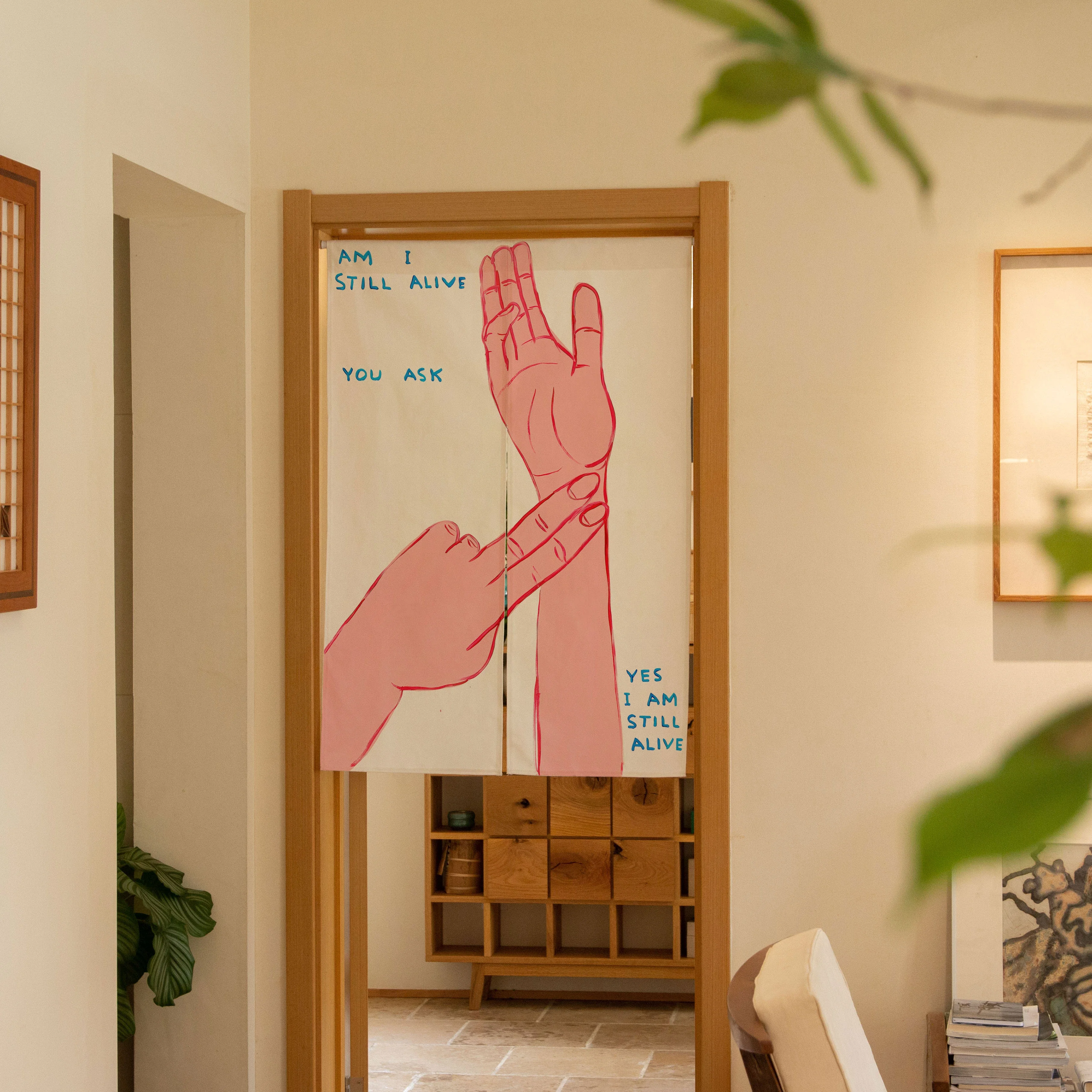 VIKAMA Hand Pulse Funny Quote Noren Door Curtain, 6 Designs, Doorway Decor for Bedroom Living Room Kitchen