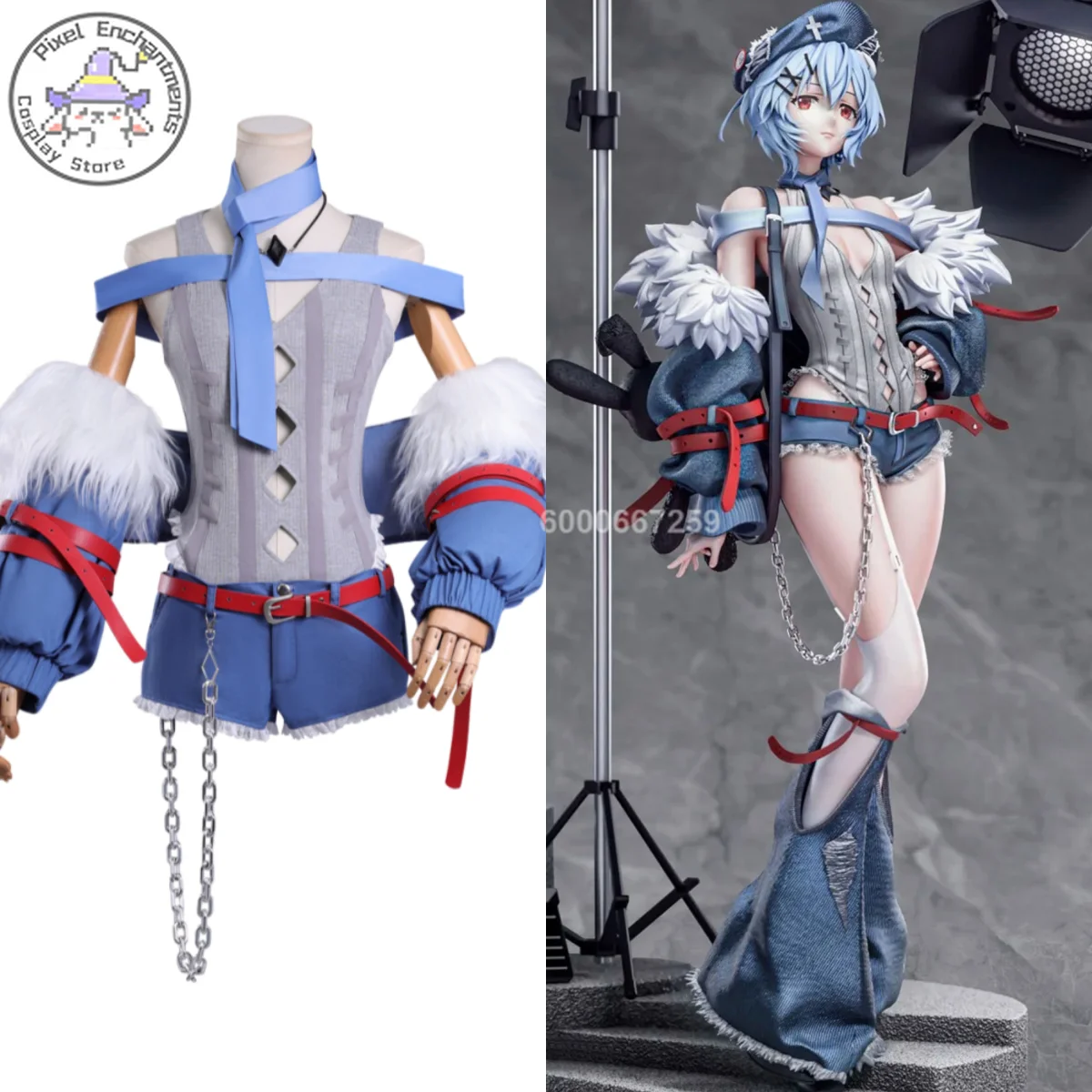 

Anime Ayanami Rei Cosplay Costume Y2K Style Role Playing Blue Outfit with Hat for Women Adult Comic Con Halloween Party Suits