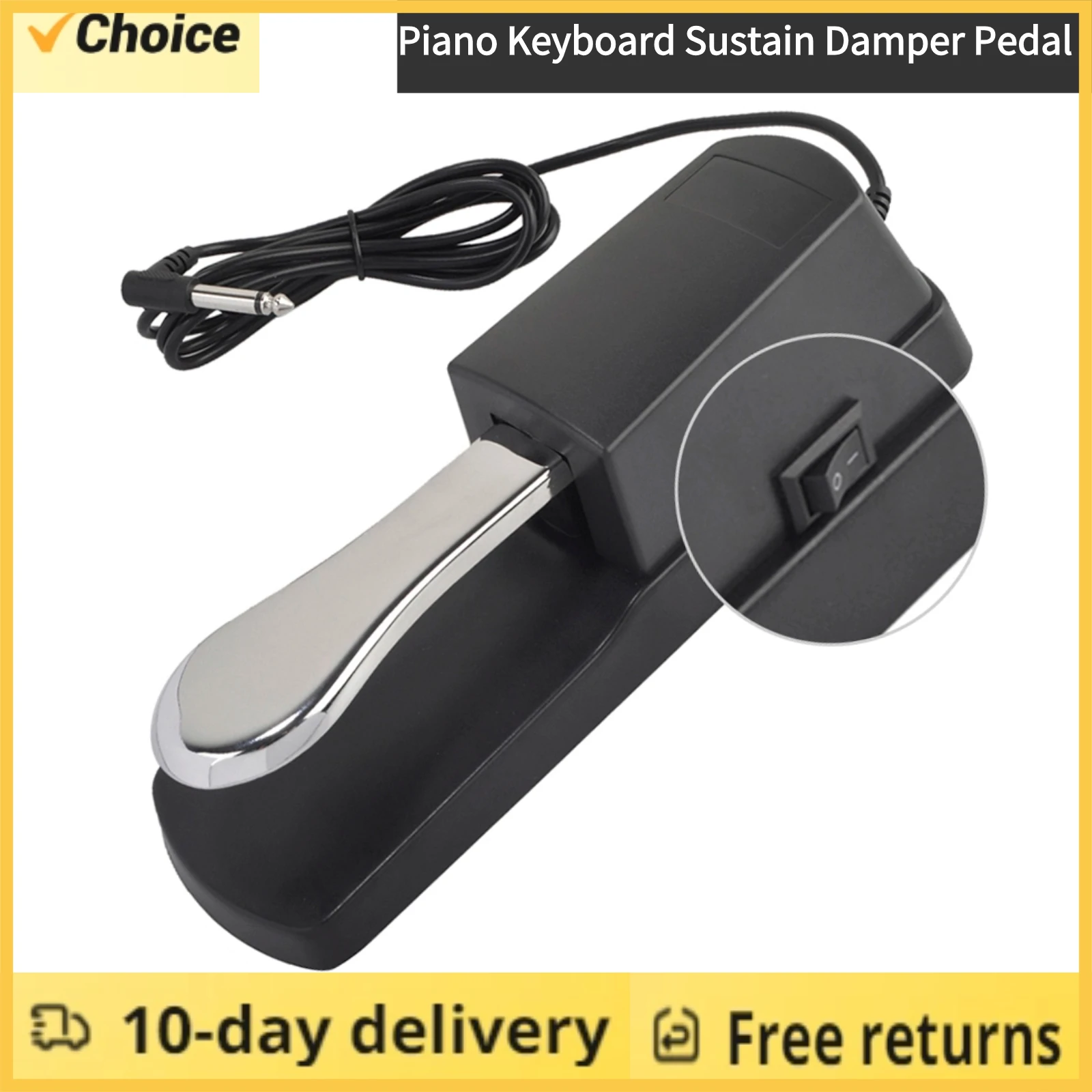 Piano Keyboard Sustain Damper Pedal for Casio Yamaha Roland Electric Piano Electronic Organ  with 1/4\