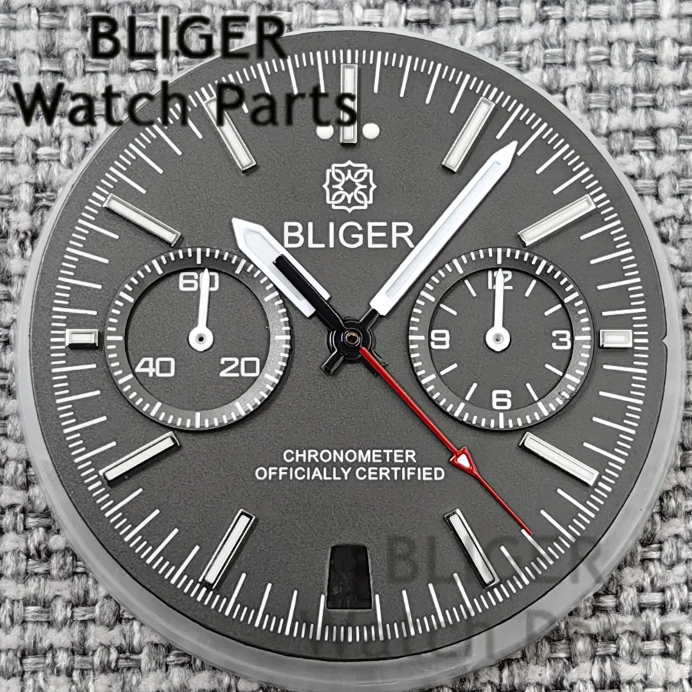 Запчасти для часов BLIGER, 31,5 мм, серый, Pelagos BRFXD, хронограф VK64, циферблат с 5-контактными стрелками VK64, зеленый светящийся механизм VK64