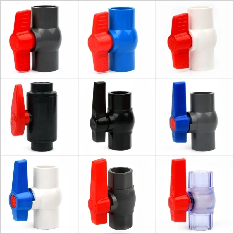 20~63mm PVC Pipe Ball Valve Garden Irrigation System Water Control Valve Aquarium Fish Tank Pipe Supply Drainage Switch Valve