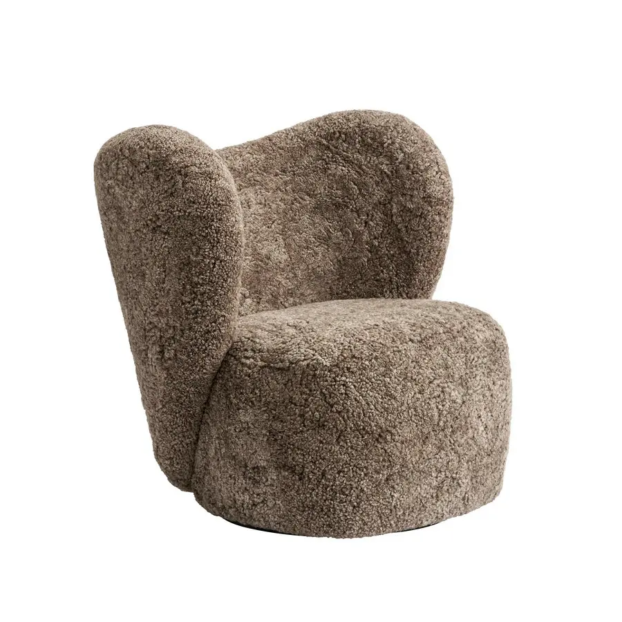 #Danish Design Sheeepskin Sherpa Lounge Chair Little Big Chair Home Office Cozy 360 Degree Swivel Single Armchair for LivingRoom