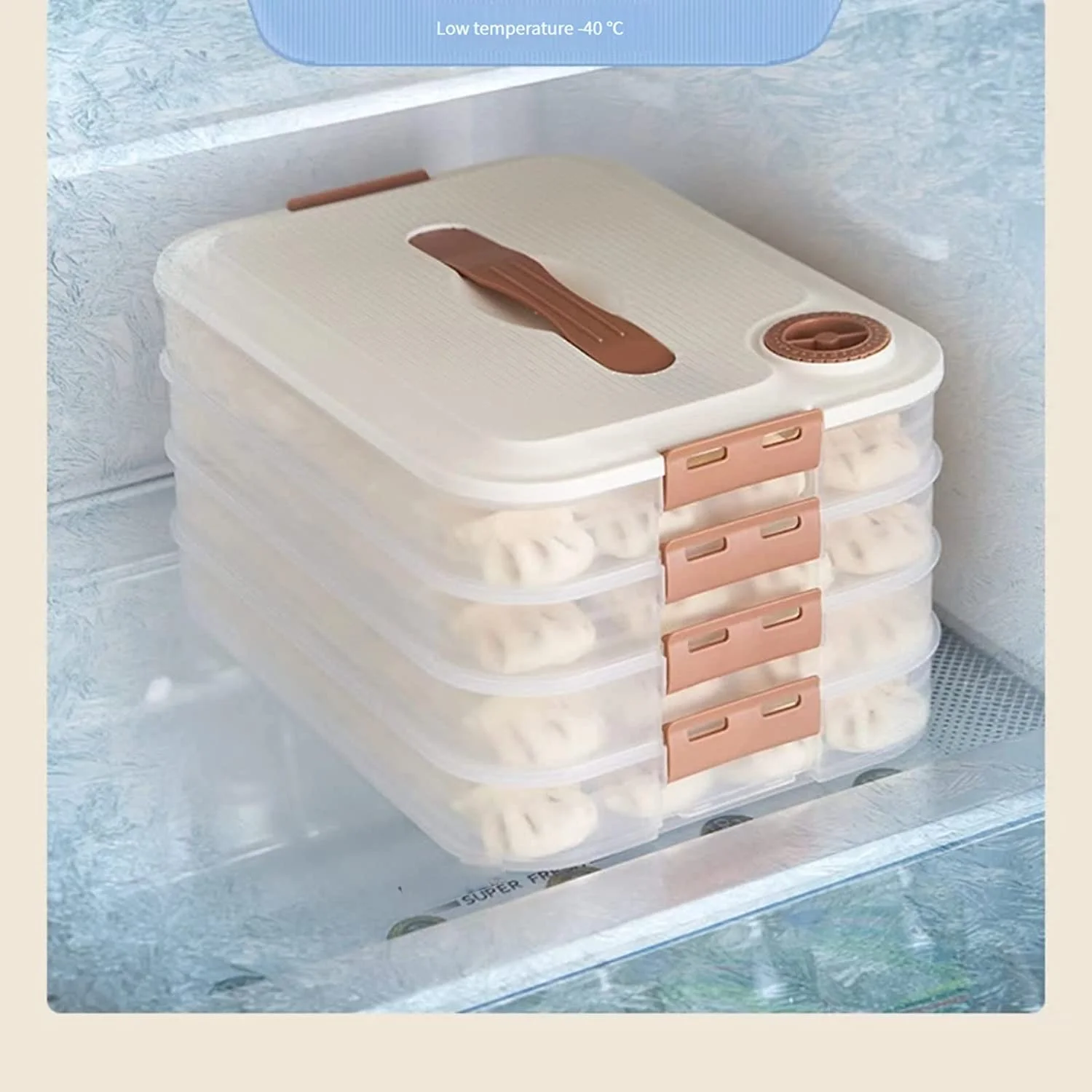 4 layers Food Storage Container Transparent Food Preservation Box for Kitchen and Refrigerator Dumpling Box Well Sealed