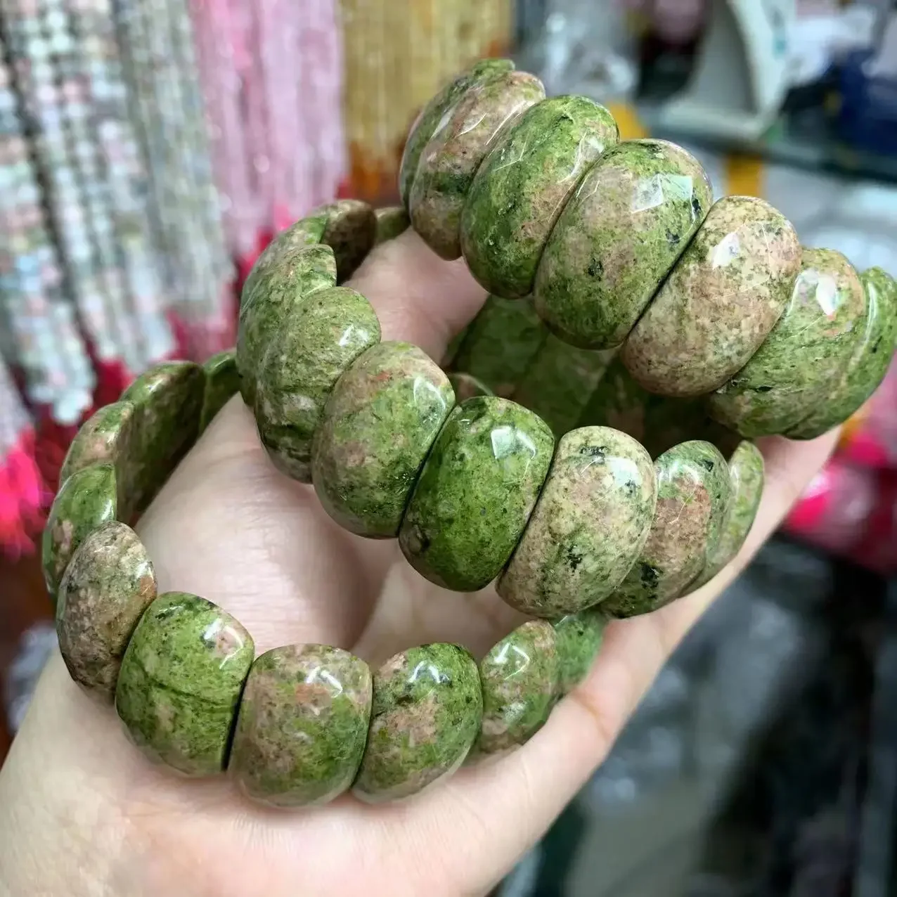 Natural Unakite Stone Beads Bracelet Simple Energy Stone Academic Magnetic Field Jewelry for Women for Men Wholesale