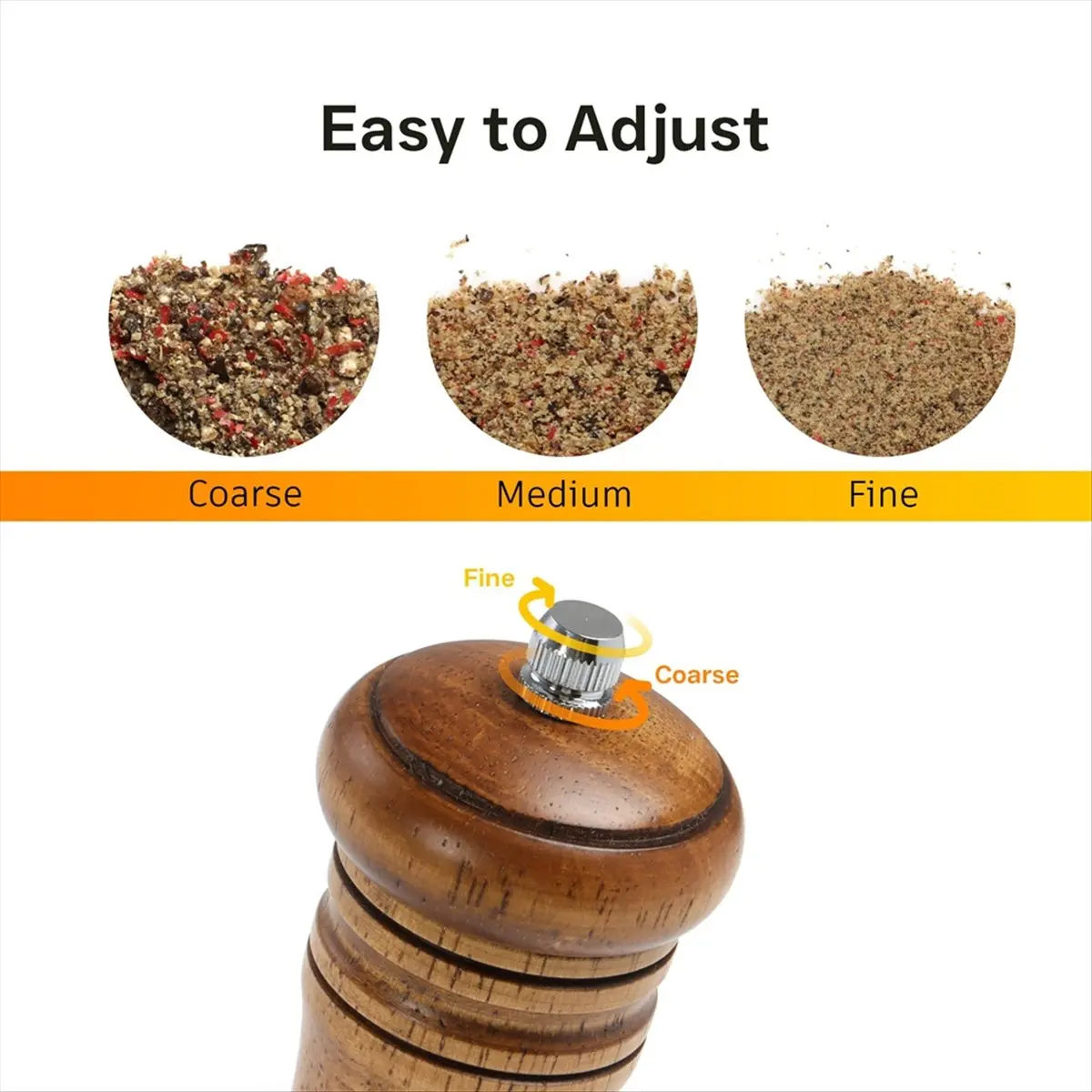 

(AIMA) Wooden Salt and Pepper Grinder Set,Pepper Mill with S and P Engraving, Adjustable Ceramic Grinder - 10 Inches, 2 Pack