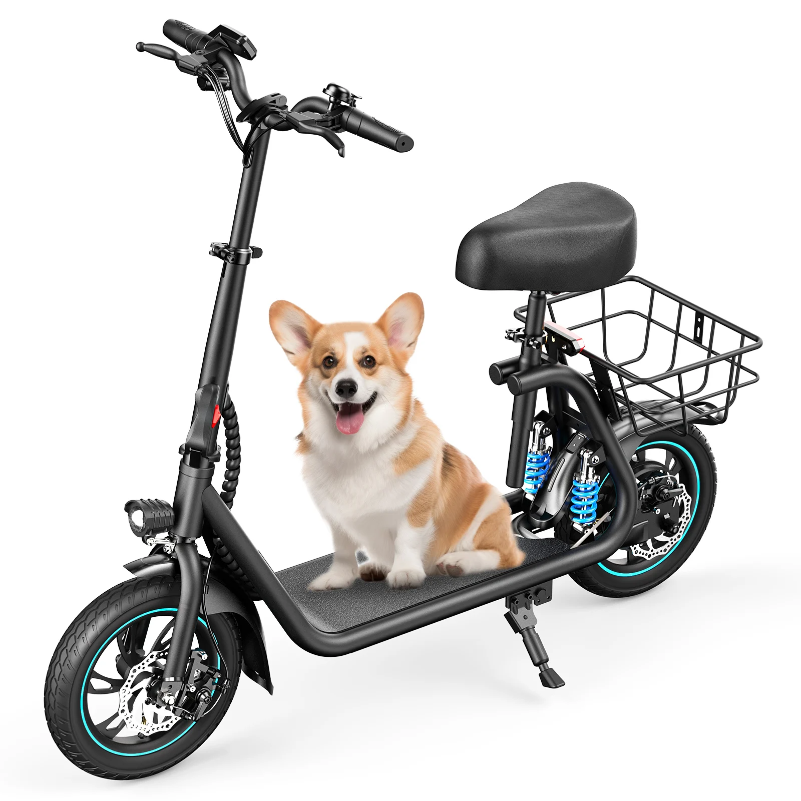 Gyroor 550W Electric Scooter with Seat for Adult, 12 inch Commuter Electric Scooter with Dual Shock Absorbers and Basket