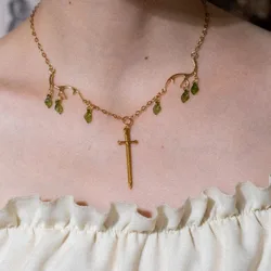 Woodland Elf Sword Necklace Chain Knightcore Jewelry Cottagecore Fairy Necklace Bookish Gift