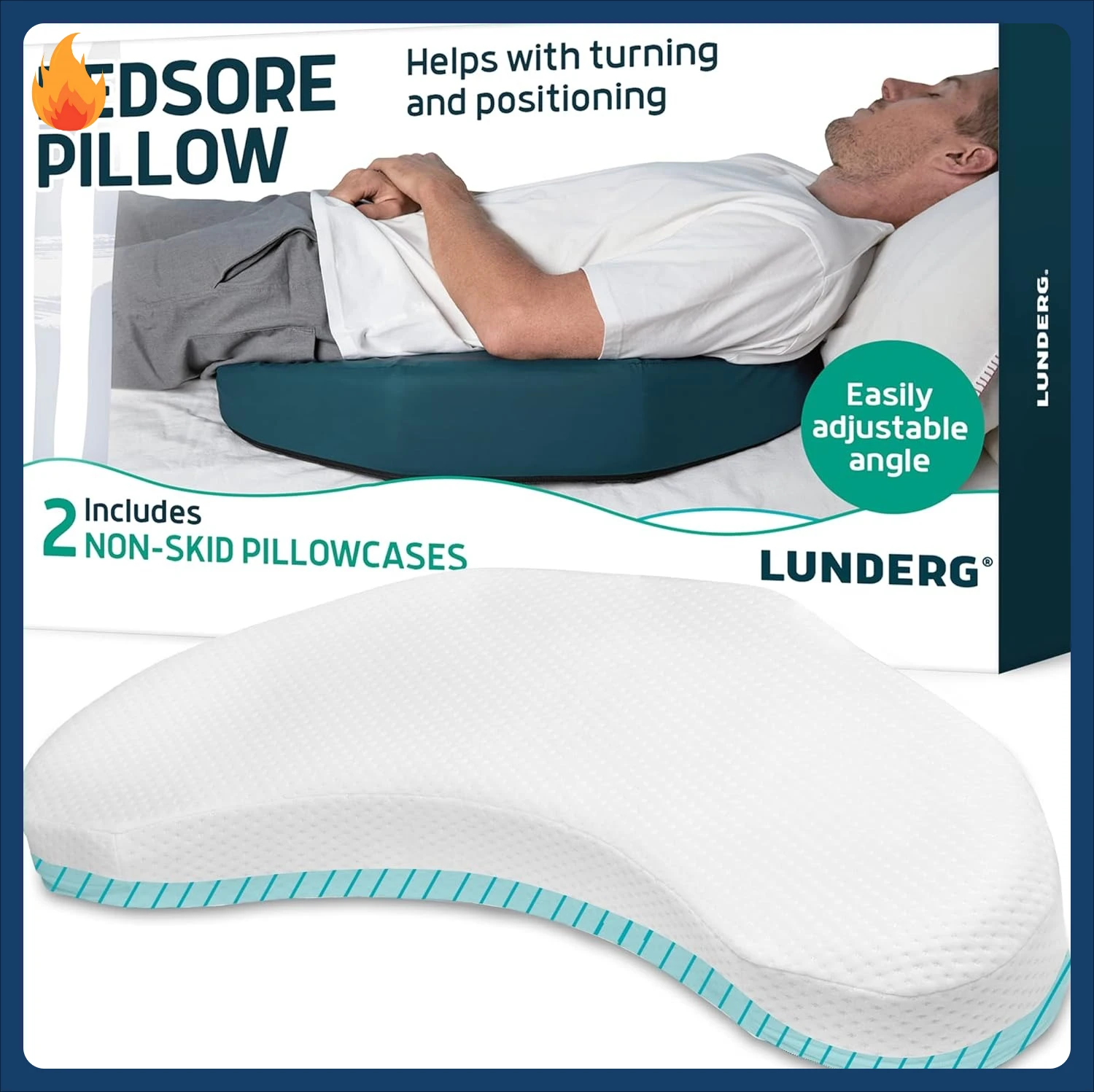 

Bedsore Pillow Positioning Wedge - with 2 Non-Slip Pillowcases & Adjustable Slope - Pressure Ulcer Cushion for Bed Sore Preventi