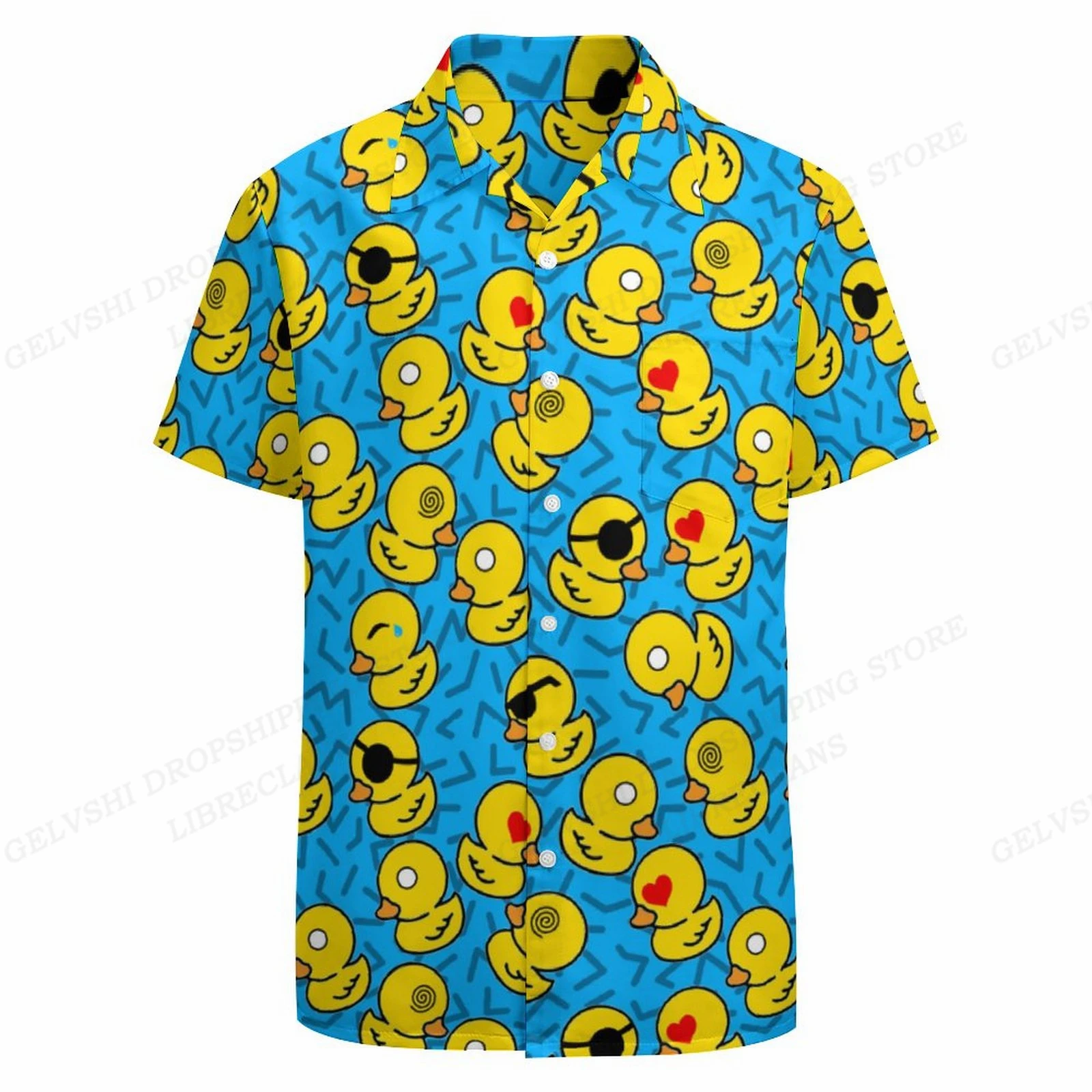 Duck Hawaiian Shirts Mushroom 3d Printed Shirts Men Women Fashion Short Sleeve Oversized Blouse Mens Vocation Lapel Shirt Beach