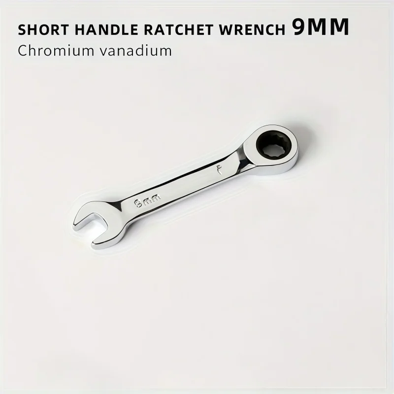 

9MM metric quick ratchet wrench 72 tooth spur wheel mini short handle opening plum blossom dual-use auto repair wrench