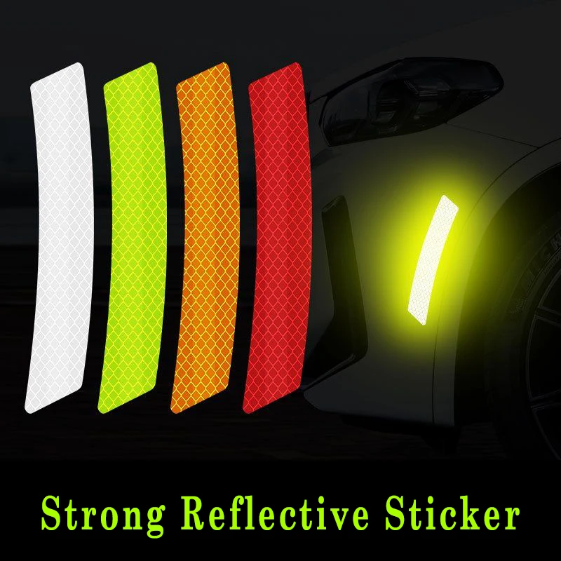 2pcs/set Car Reflective Safety Strip Stickers Car Wheel Eyebrow Reflective Sticker Reflective Warning Safety Tape