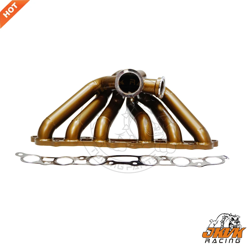 JKVK RACING Ceramic coating 3.0‘’ V band SS304 3mm Steam Pipe  Turbo Manifold  For To yo ta Supra Mk4 Le xus GS300 2JZGE