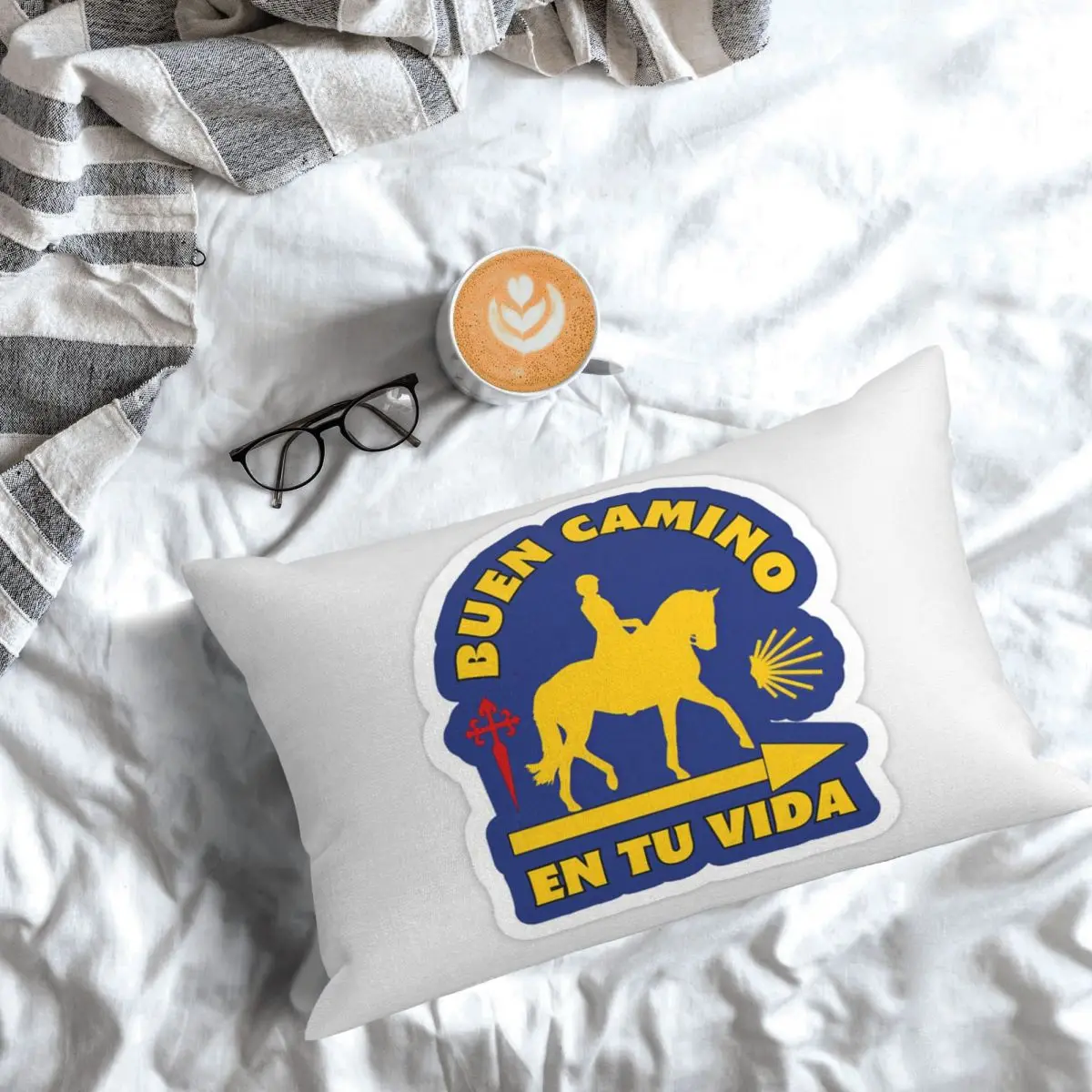 Yellow Camino De Santiago Scallop Shell Rectangle Pillowcase Cushion Cover Decor Bedroom Bed Home Comfort Throw Pillow