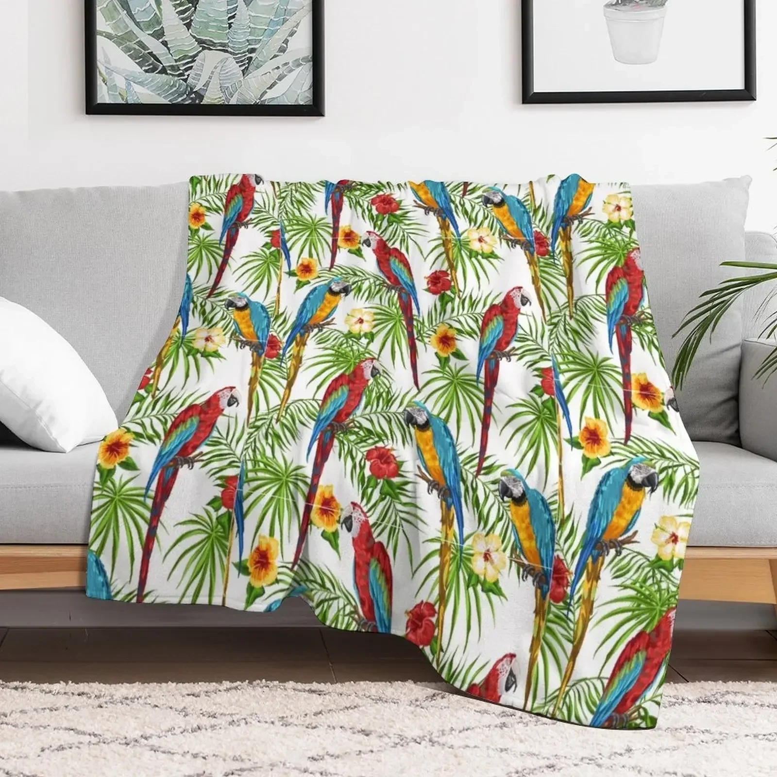 

Tropical parrots Throw Blanket Sofa Quilt Giant Sofa Baby Blankets