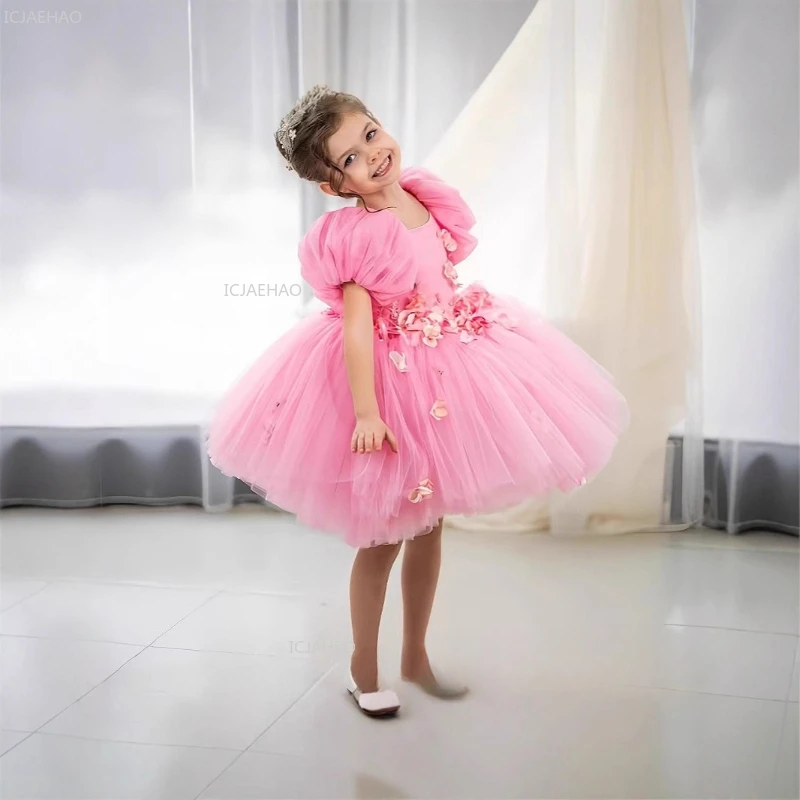 Girls Princess Party Dress Flower Sweet Gown for Formal Celebration Birthday Party Dresses Holiday Children Performance Pageant