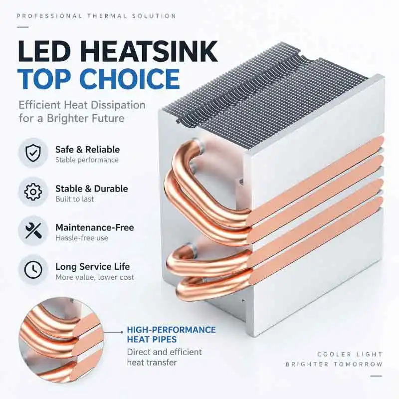 8mm 4 Heat Pipe LED Lamp Cooler Processor Suitable LED Power ≤ 500W Extending The Life of Stage Spotlights And Outdoor LED Lamps