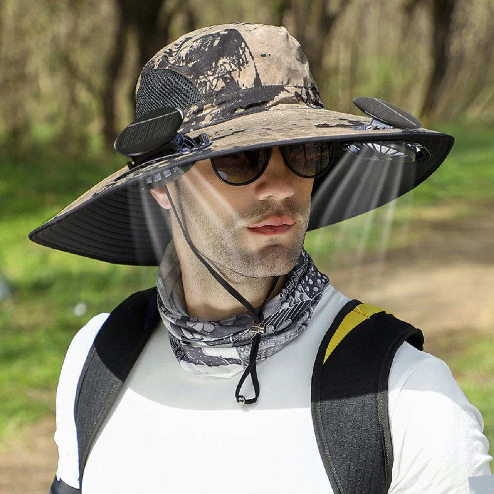 

Unisex Wide Brim Solar Fan Hat with USB Charging for Outdoor Fishing Spring And Summer Sun Protection