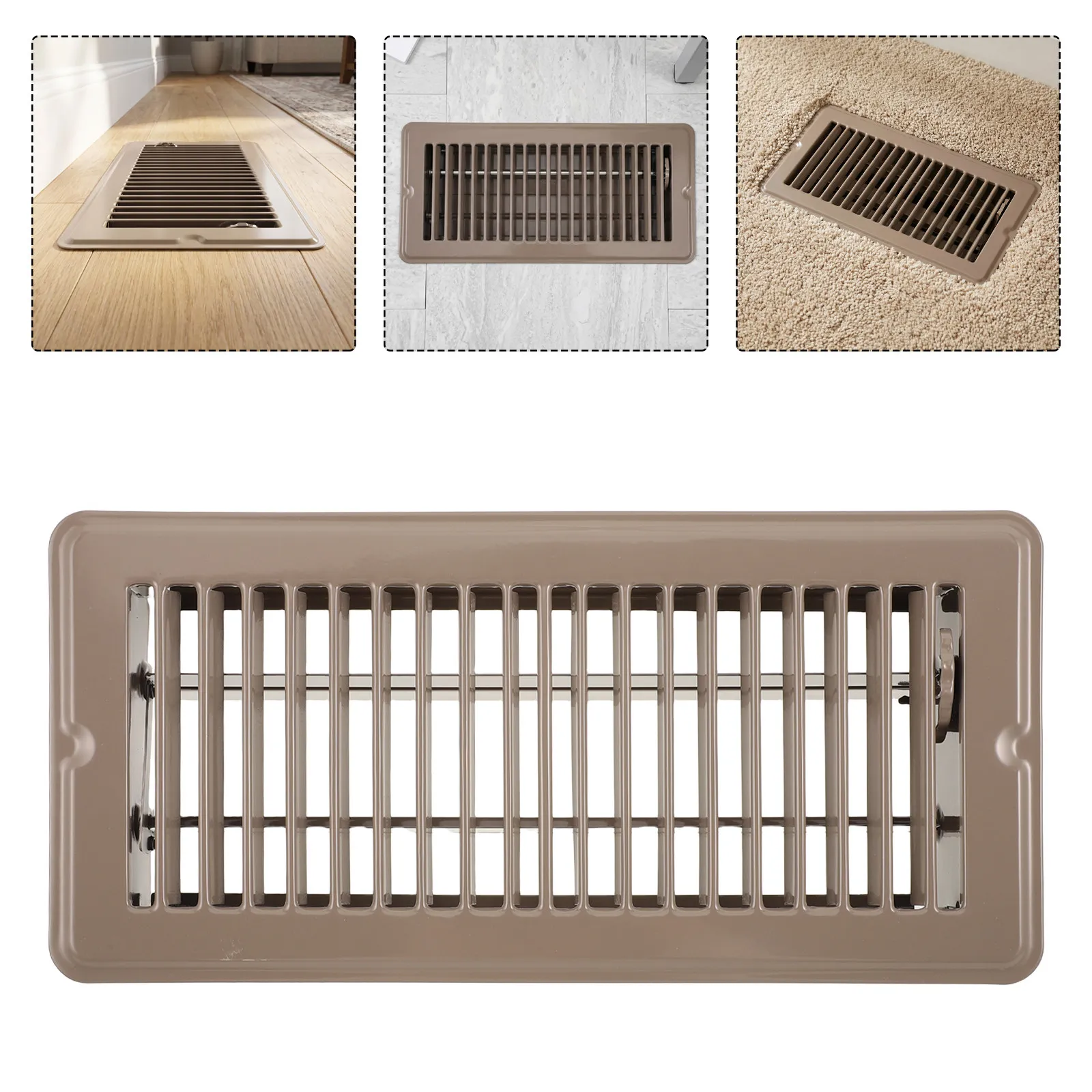 Floor Register Dark Brown 4x10 Solid Metal Air Vent Cover for Home Hvac System Walkable Floor Grate Metal Grill Replacement
