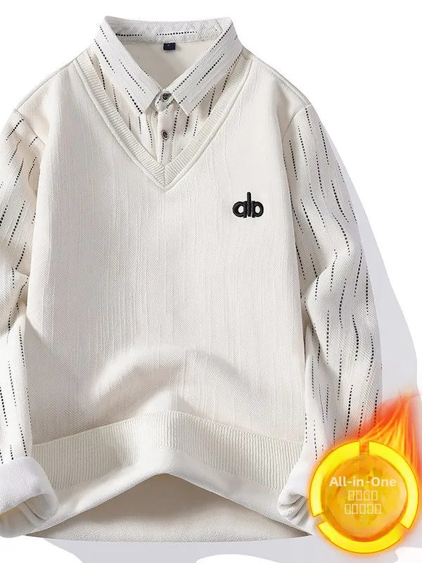 

Мужской утепленный вязаный свитер с воротником-стойкой, новая зимняя модель, универсальный теплый базовый слой